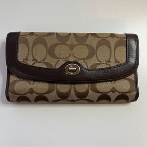 Coach Brown and Tan Signature Clutch